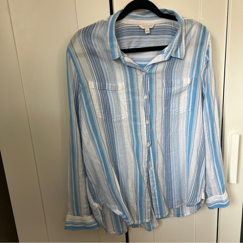 Lucky Brand Striped Button Front Shirt, Sz L